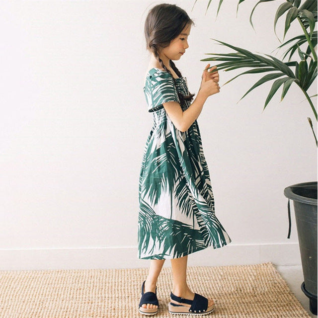 Bohemian Leaf Cotton Beach Dress