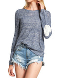Heart Pattern Patchwork Long Sleeve Round Neck