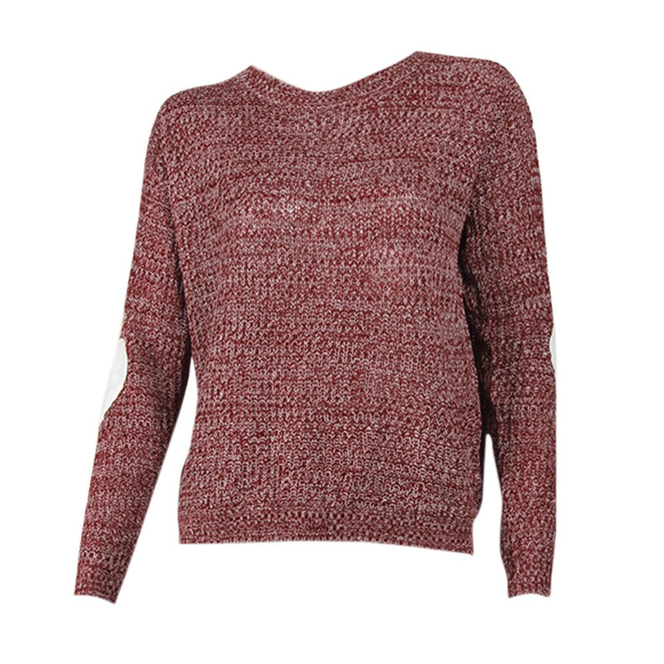 Heart Pattern Patchwork Long Sleeve Round Neck