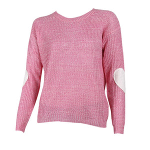 Heart Pattern Patchwork Long Sleeve Round Neck