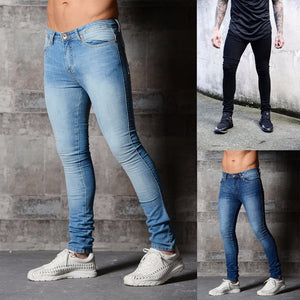 Casual skinny pencil pants Solid denim