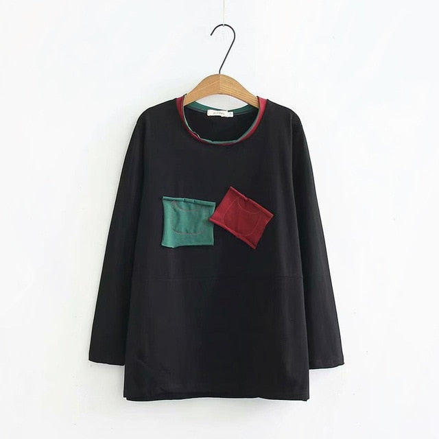 O-neck Long Sleeve Loose Autumn T-shirts