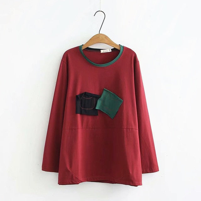 O-neck Long Sleeve Loose Autumn T-shirts